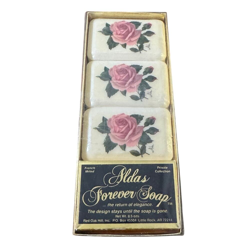 Vintage Aldas Forever Soap Set of 4 Pink Roses French Milled Cottage Core